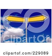 3d Blank Yellow German Signs Against A Blue Sky With Clouds