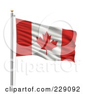 The Flag Of Canada Waving On A Pole