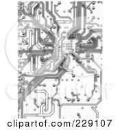 Royalty Free RF Clipart Illustration Of A Black And White Circuitry Background