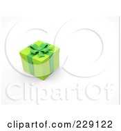 Poster, Art Print Of 3d Green Gift Box With Green Ribbons And Bow