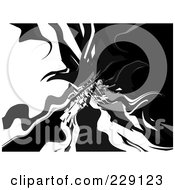 Royalty Free RF Clipart Illustration Of An Abstract White Black And Gray Wavy Background by chrisroll
