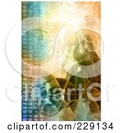 Poster, Art Print Of Distressed Binary Code And Wave Background