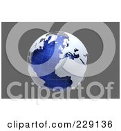 Royalty Free RF Clipart Illustration Of A 3d Blue And White Globe Over Gray