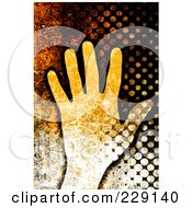 Royalty Free RF Clipart Illustration Of A Rusted Grungy Background Of A Human Hand And Halftone
