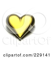 Poster, Art Print Of 3d Gold Heart With A Dark Shadow