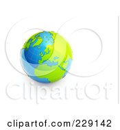 Poster, Art Print Of 3d Shiny Blue Grid Globe With Green Continents