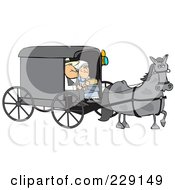 Poster, Art Print Of Gray Horse Pulling A Couple In An Amish Buggy