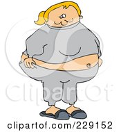 Royalty Free RF Clipart Illustration Of A Fat Woman Wearing Gray Sweats