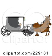Poster, Art Print Of Brown Horse Pulling An Amish Buggy