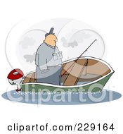 Royalty Free RF Clipart Illustration Of A Man Standing Up In A Sinking Fishing Boat