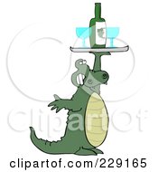 Poster, Art Print Of Alligator Holding Up A Wine Tray With Glasses
