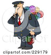 Poster, Art Print Of Ship Captain Carrying Colorful Glass Buoys