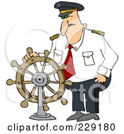 Ship Captain Standing At The Helm