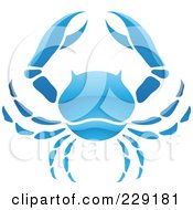 Royalty Free RF Clipart Illustration Of A Shiny Blue Cancer Zodiac Logo Icon