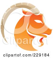 Poster, Art Print Of Shiny Orange Capricorn Zodiac Logo Icon