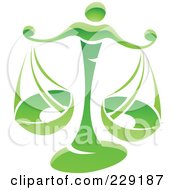 Royalty Free RF Clipart Illustration Of A Shiny Green Libra Zodiac Logo Icon