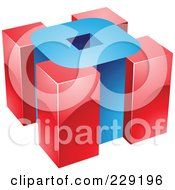 Poster, Art Print Of 3d Blue And Red Cubic Logo Icon - 2