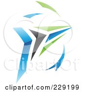Royalty Free RF Clipart Illustration Of A Blue Green Gray And Black Dynamic Logo Icon 4