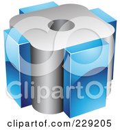Poster, Art Print Of 3d Blue And Chrome Cubic Logo Icon - 1