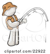 Clipart Illustration Of A White Man Wearing A Hat And Vest And Holding A Fishing Pole