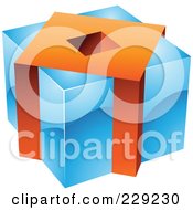 Poster, Art Print Of 3d Blue And Orange Cubic Logo Icon
