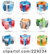 Poster, Art Print Of Digital Collage Of 3d Colorful Cubic Logo Icons