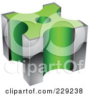 Poster, Art Print Of 3d Green And Chrome Cubic Logo Icon