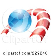 Poster, Art Print Of Abstract Logo Icon Of A Red Curve And Blue Sphere