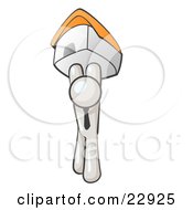 Clipart Illustration Of A White Man Holding Up A House Over His Head Symbolizing Home Loans And Realty by Leo Blanchette