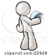 Clipart Illustration Of A Serious White Man Reading Papers And Documents by Leo Blanchette