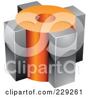Poster, Art Print Of 3d Orange And Chrome Cubic Logo Icon