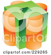 Poster, Art Print Of 3d Green And Orange Cubic Logo Icon