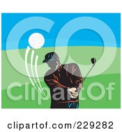 Poster, Art Print Of Retro Golfer Man Swinging