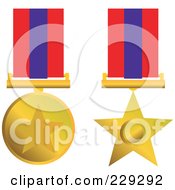 Poster, Art Print Of Digital Collage Of Two Gold Star Award Medals