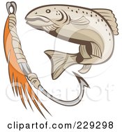 Royalty Free RF Clipart Illustration Of A Retro Fish And Hook Logo
