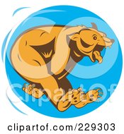 Royalty Free RF Clipart Illustration Of A Running Bear Logo Over Blue