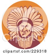 Royalty Free RF Clipart Illustration Of A Retro Native American Man In Headdress