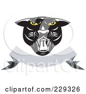 Poster, Art Print Of Retro Panther Head Over A Blank Banner