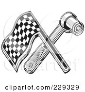 Royalty Free RF Clipart Illustration Of A Retro Racing Flag And Rachet