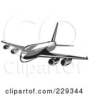 Poster, Art Print Of Retro Black And White Airliner
