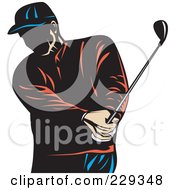 Royalty Free RF Clipart Illustration Of A Retro Golfer Swinging