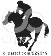 Poster, Art Print Of Silhouetted Jockey On A Running Horse