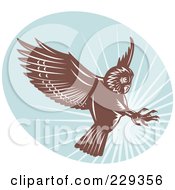 Poster, Art Print Of Retro Swooping Owl Logo