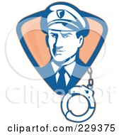 Royalty Free RF Clipart Illustration Of A Retro Guard With Cuffs Logo by patrimonio