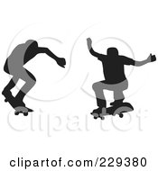 Poster, Art Print Of Digital Collage Of Two Silhouetted Skateboarders - 2