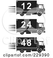Poster, Art Print Of Digital Collage Of Black And White Numbered Delivery Trucks