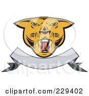 Poster, Art Print Of Cougar Head And Blank Banner Logo