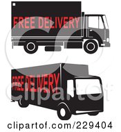 Poster, Art Print Of Digital Collage Of Two Free Delivery Trucks