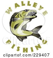 Royalty Free RF Clipart Illustration Of Walleye Fishing Text Around A Fish by patrimonio
