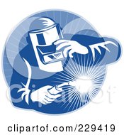 Royalty Free RF Clipart Illustration Of A Retro Welder Man Logo 1 by patrimonio #COLLC229419-0113